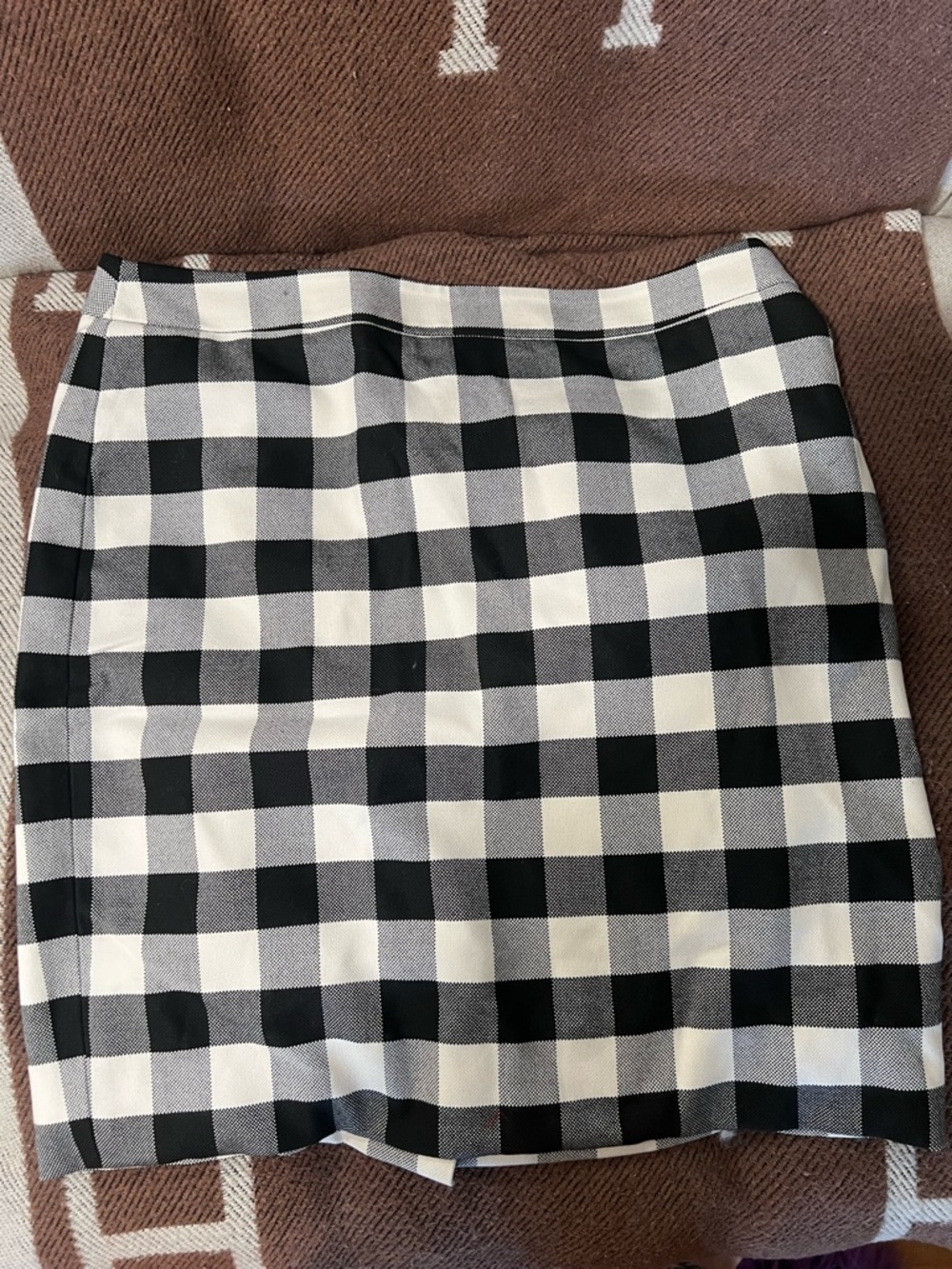 Ann Taylor Black and White Gingham Mini Skirt